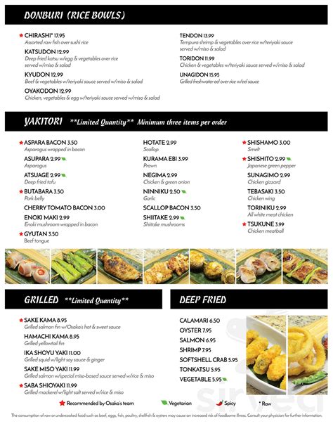 osaka sushi menu near me